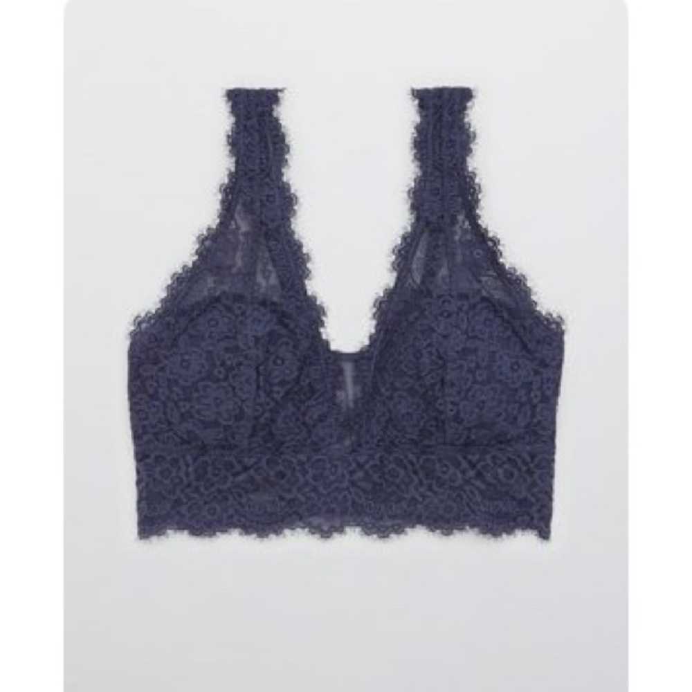 COPY - Aerie Eyelash Lace Plunge Bralette - "Fresh Bright" - Med - D